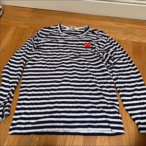 Longsleeve navy blue striped CDG shirt